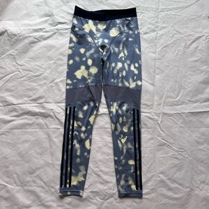 Adidas grey and yellow leggings tie dye